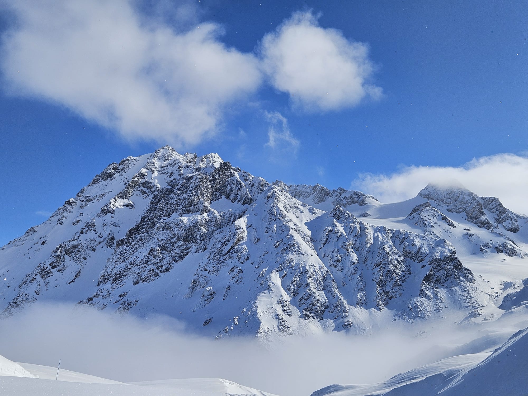 Snow-covered Péclet mountain in the Val Thorens ski area